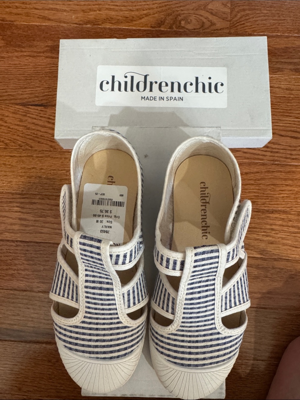 childrenchic Striped Navy & White Kids Sandals
